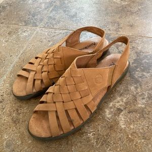Maine Woods open toe sling back soft leather sandals